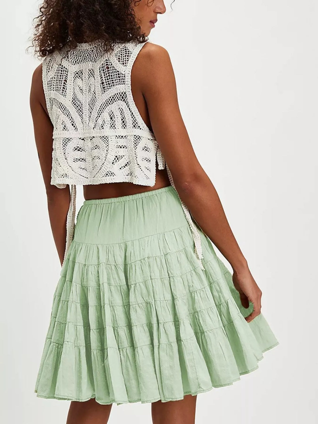 Tiered Drawstring Mini Skirt - cas7m