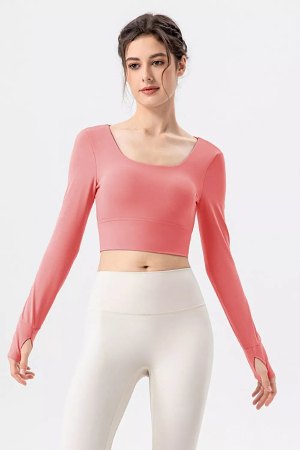 Square Neck Crisscross Active T-Shirt - cas7m