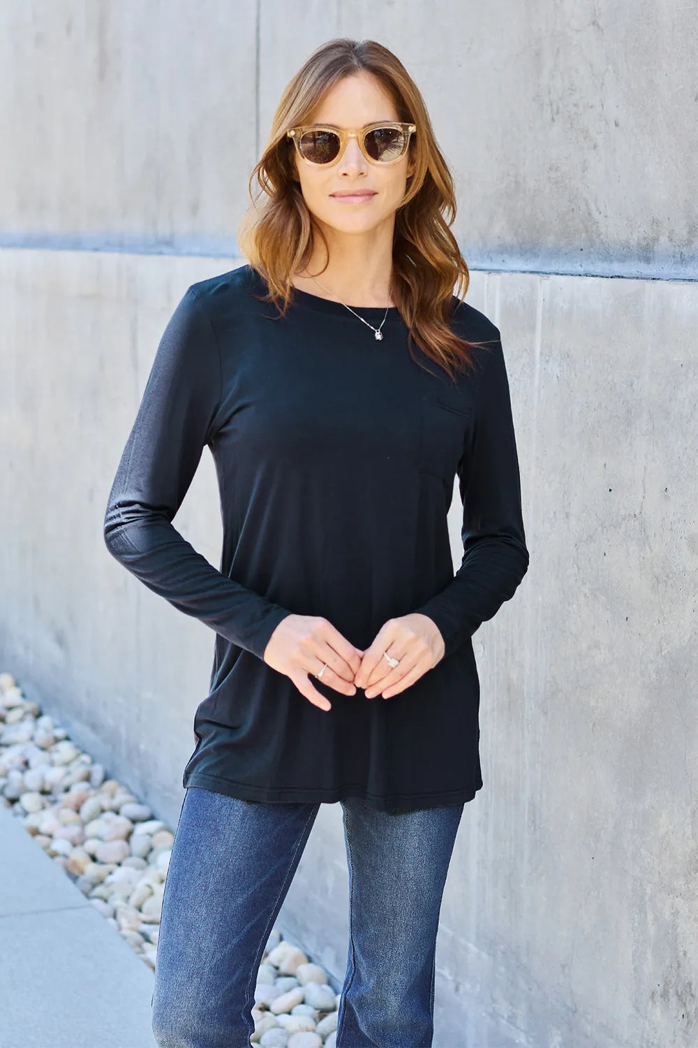 Basic Bae Full Size Round Neck Long Sleeve Top - cas7m