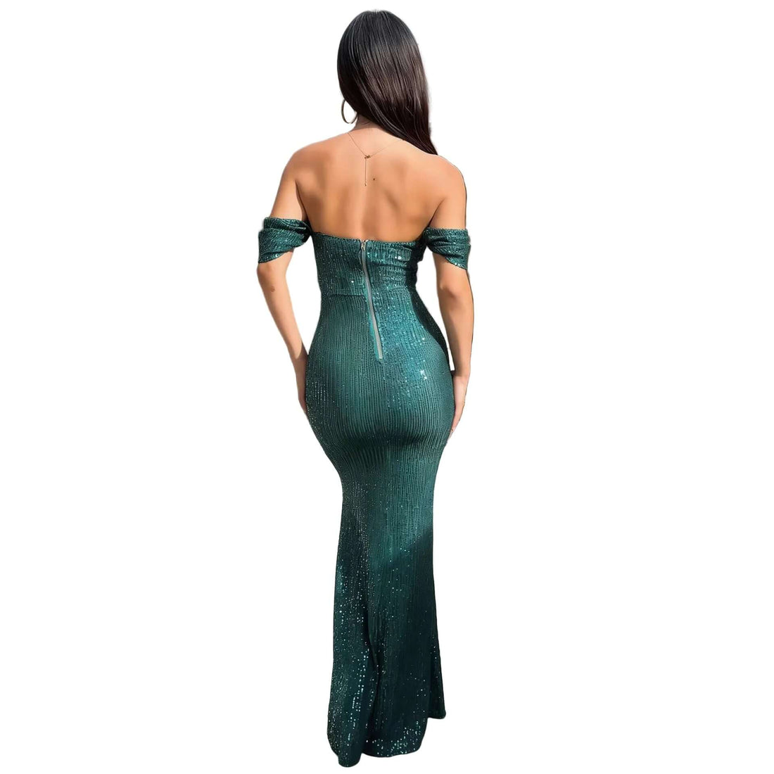 Women's Sexy Sequin Off-Shoulder Split Dress - Sparkly Off Shoulder Summer Party Long Dresses Evening Party Gown - cas7m
