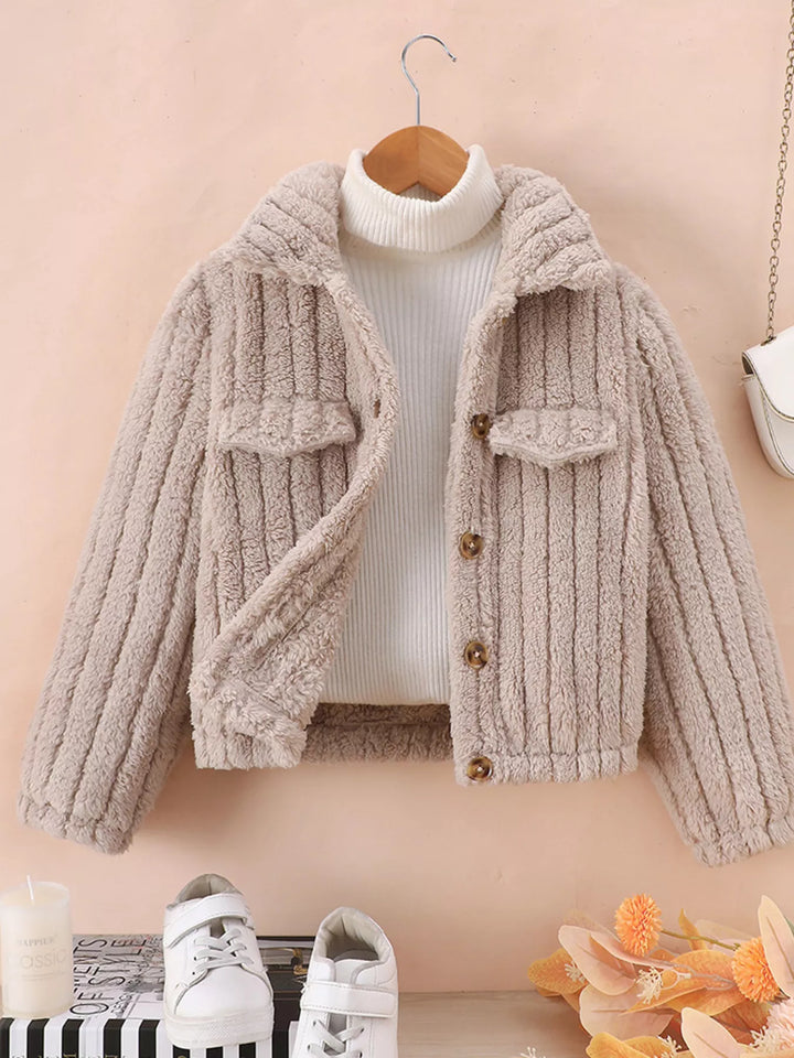 Children's Cozy Fleece Button-Down Jacket - cas7m