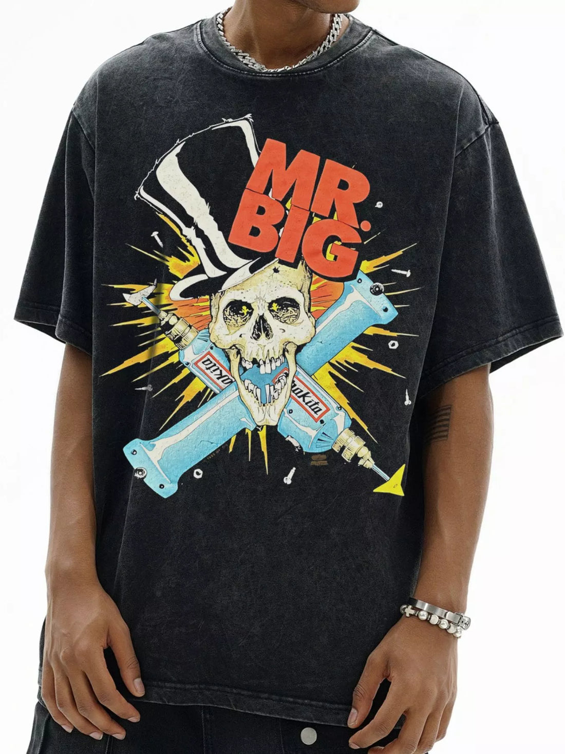 Men's Mr. Big Skull Graphic Vintage Wash T-Shirt - cas7m