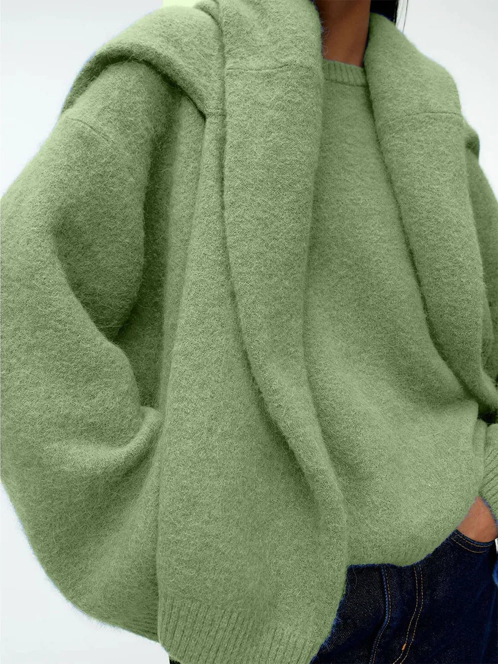 Round Neck Drop Shoulder Sweater - cas7m