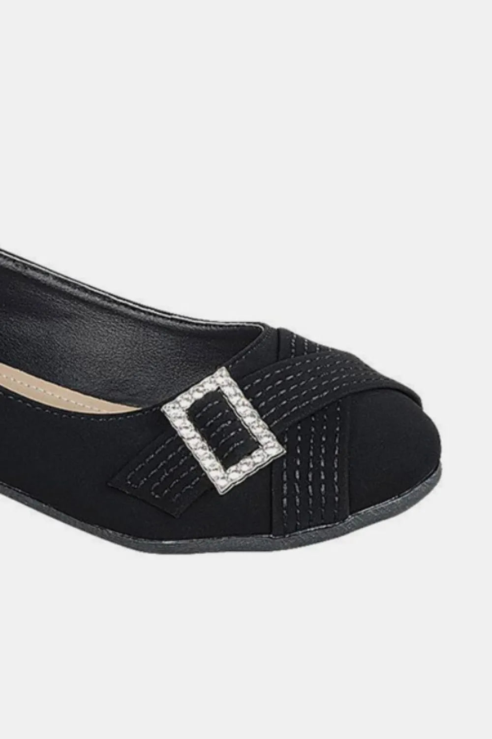Forever Link Slip On Rhinestone Buckle Ballet Flats - cas7m