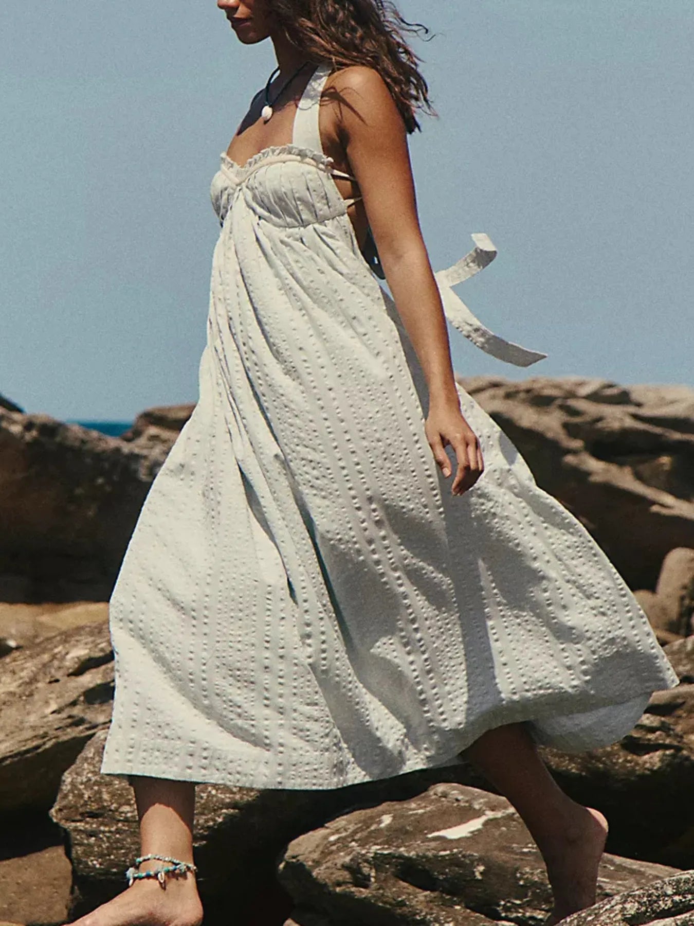 Sweetheart Neck Midi Dress - cas7m
