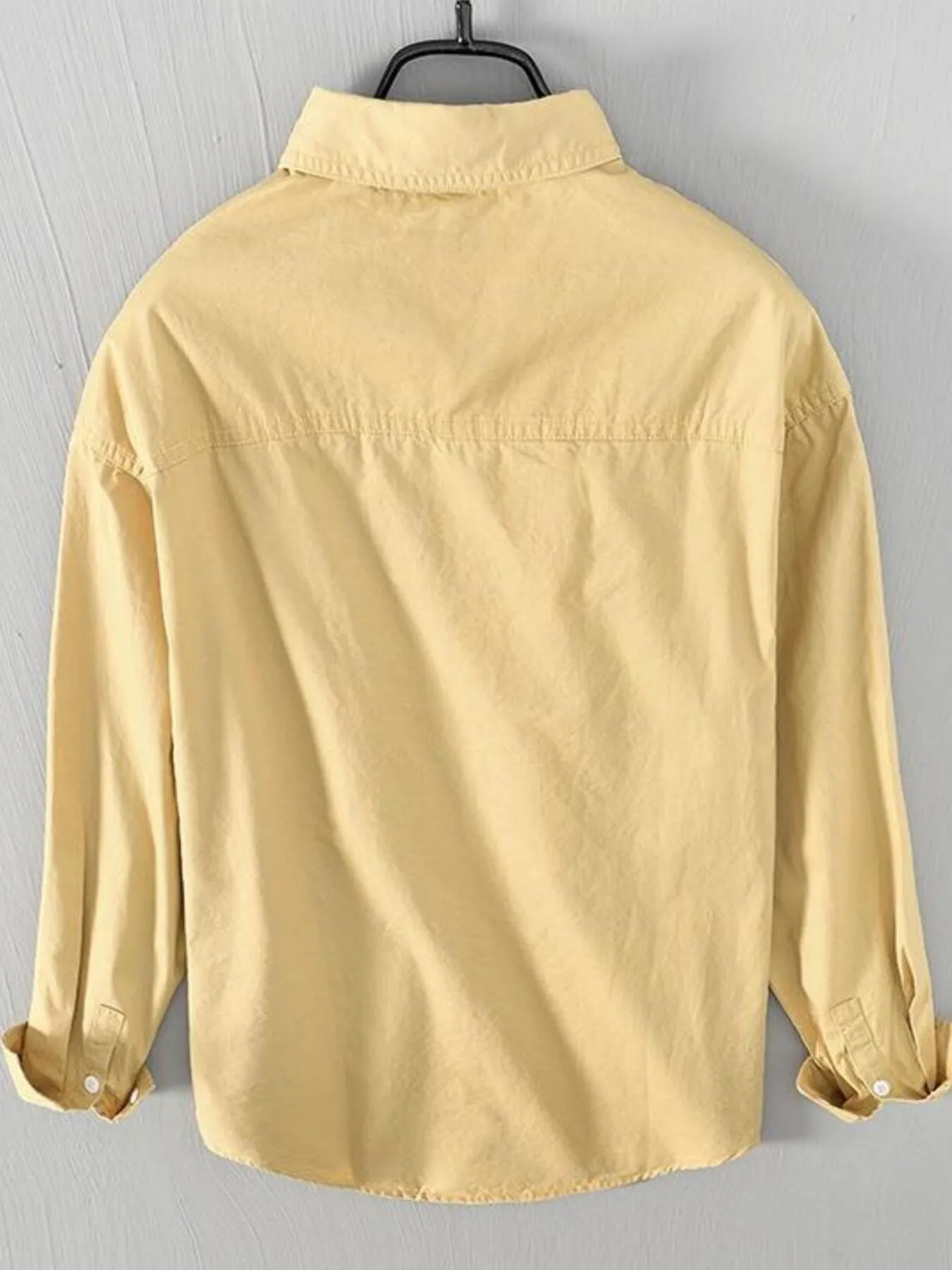 Men's Plus Size Button Up Long Sleeve Shirt - cas7m