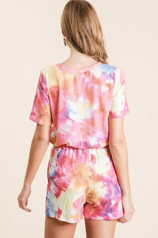 BiBi Tie Dye French Terry Casual Shorts - cas7m