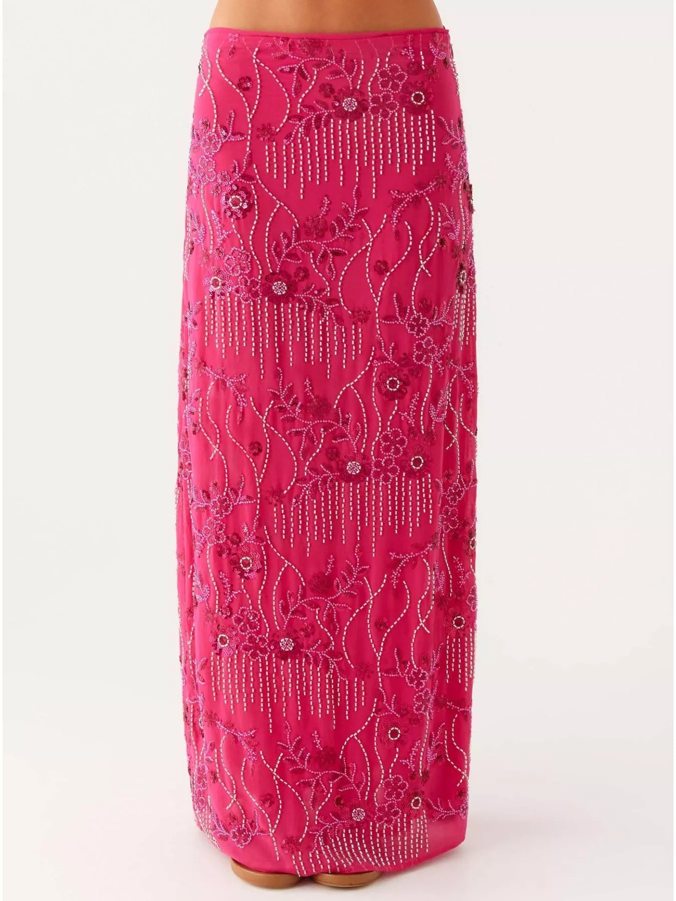 Sequin Embroidered Maxi Skirt - cas7m