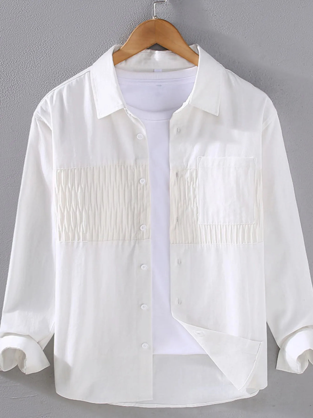 Men's Plus Size Button Up Long Sleeve Shirt - cas7m