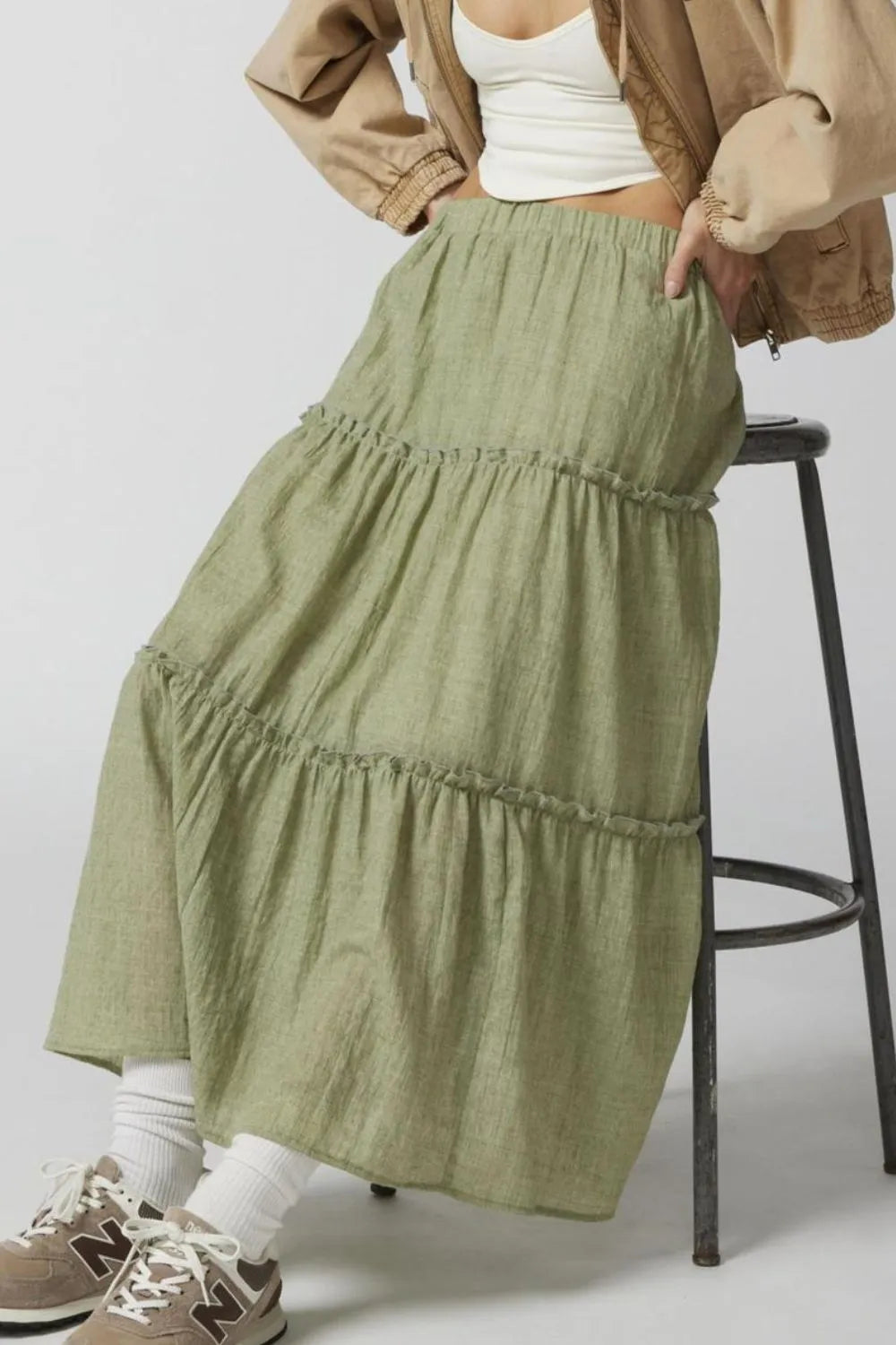 Frill Elastic Waist Skirt - cas7m