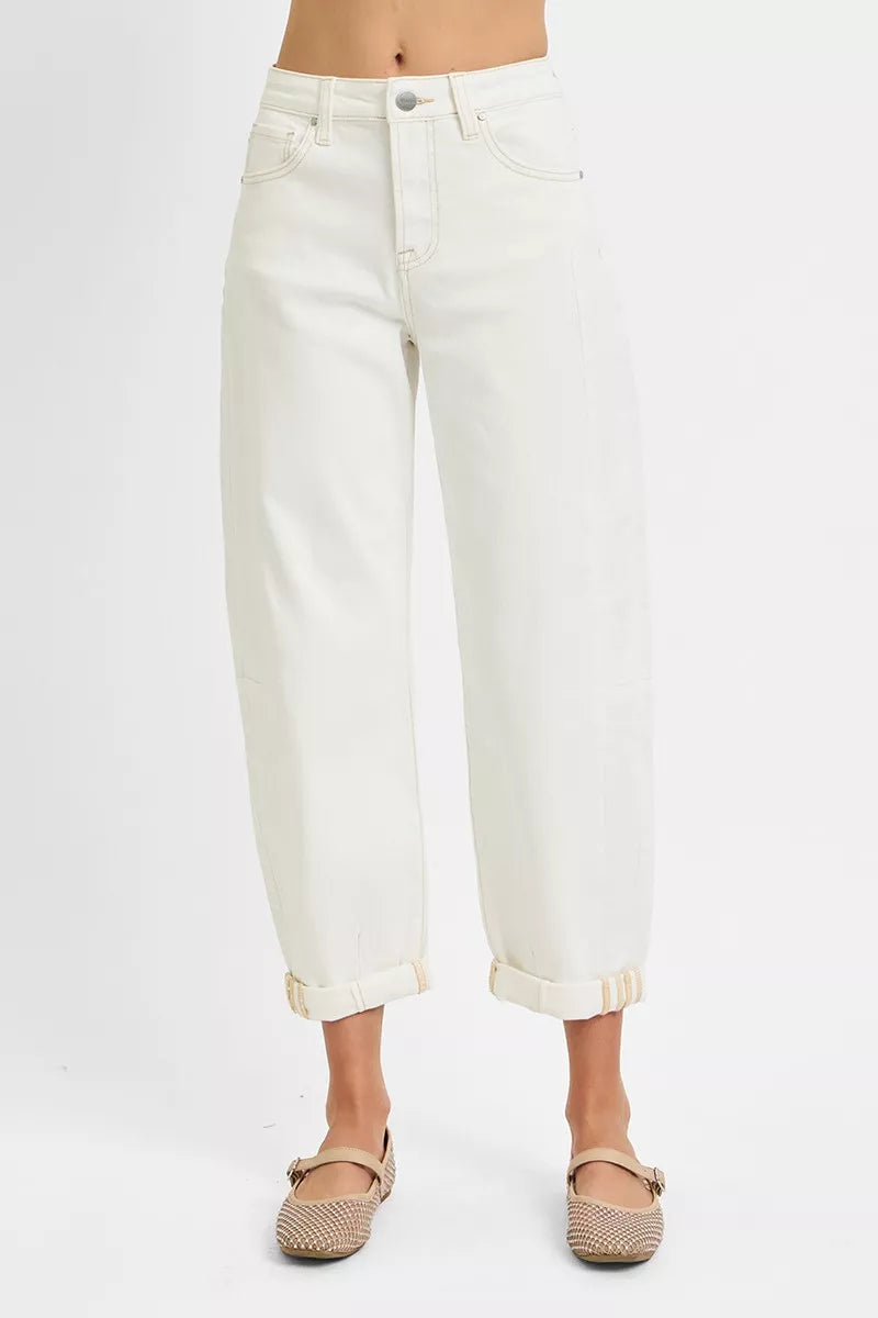 RISEN Full Size High Rise Barrel Cropped Jeans Plus Size - cas7m