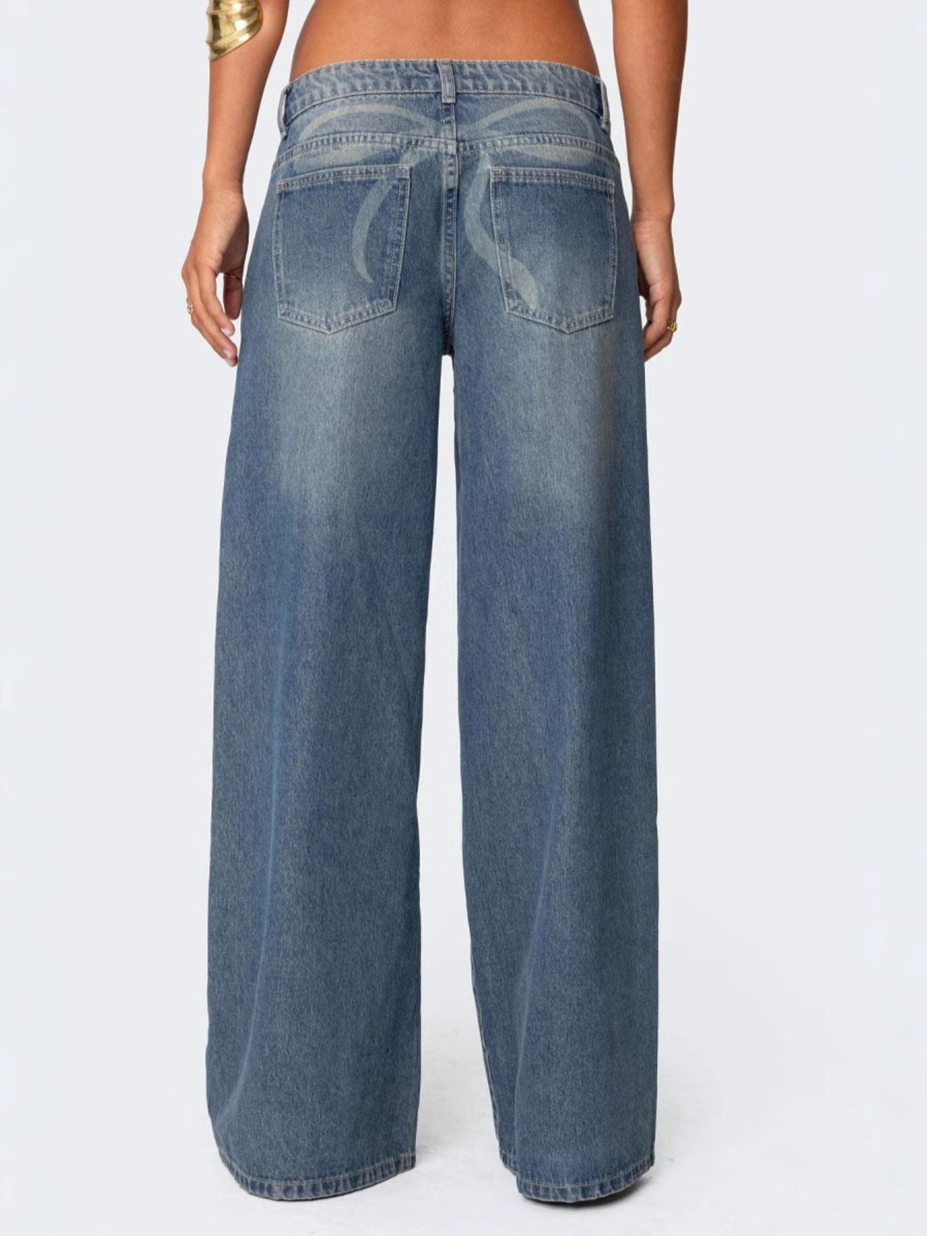 Vintage Wash Wide Leg Jeans - cas7m