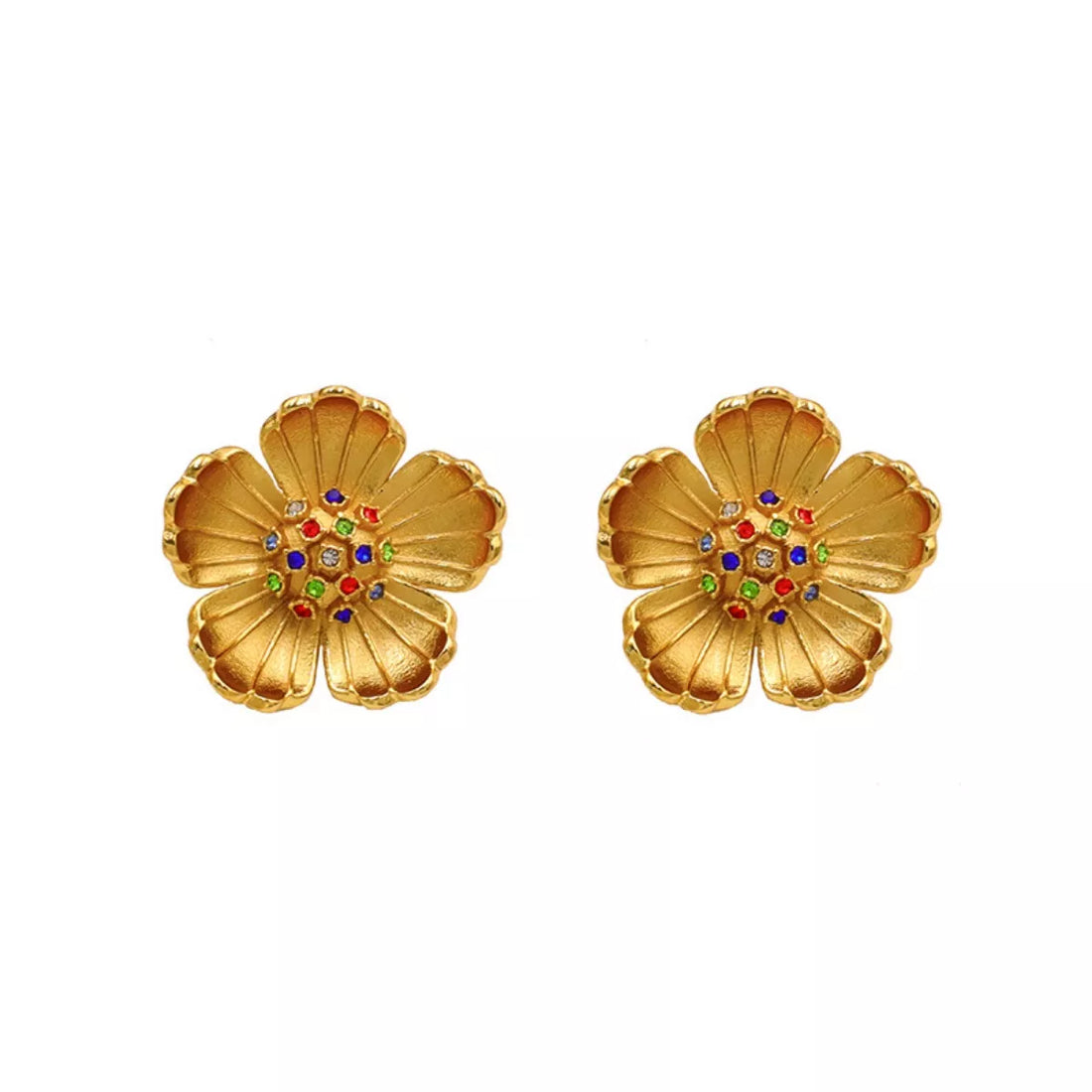 18K Gold-Plated Flower Earrings - cas7m