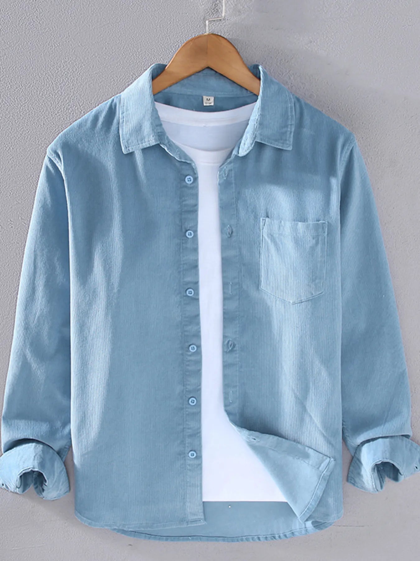Men's Plus Size Button Up Long Sleeve Shirt - cas7m
