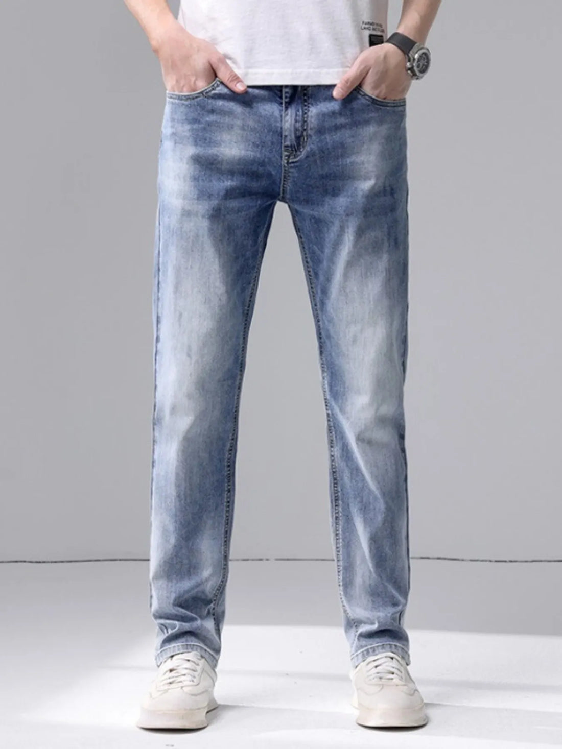 Men's Washed Slim Fit Jeans - cas7m