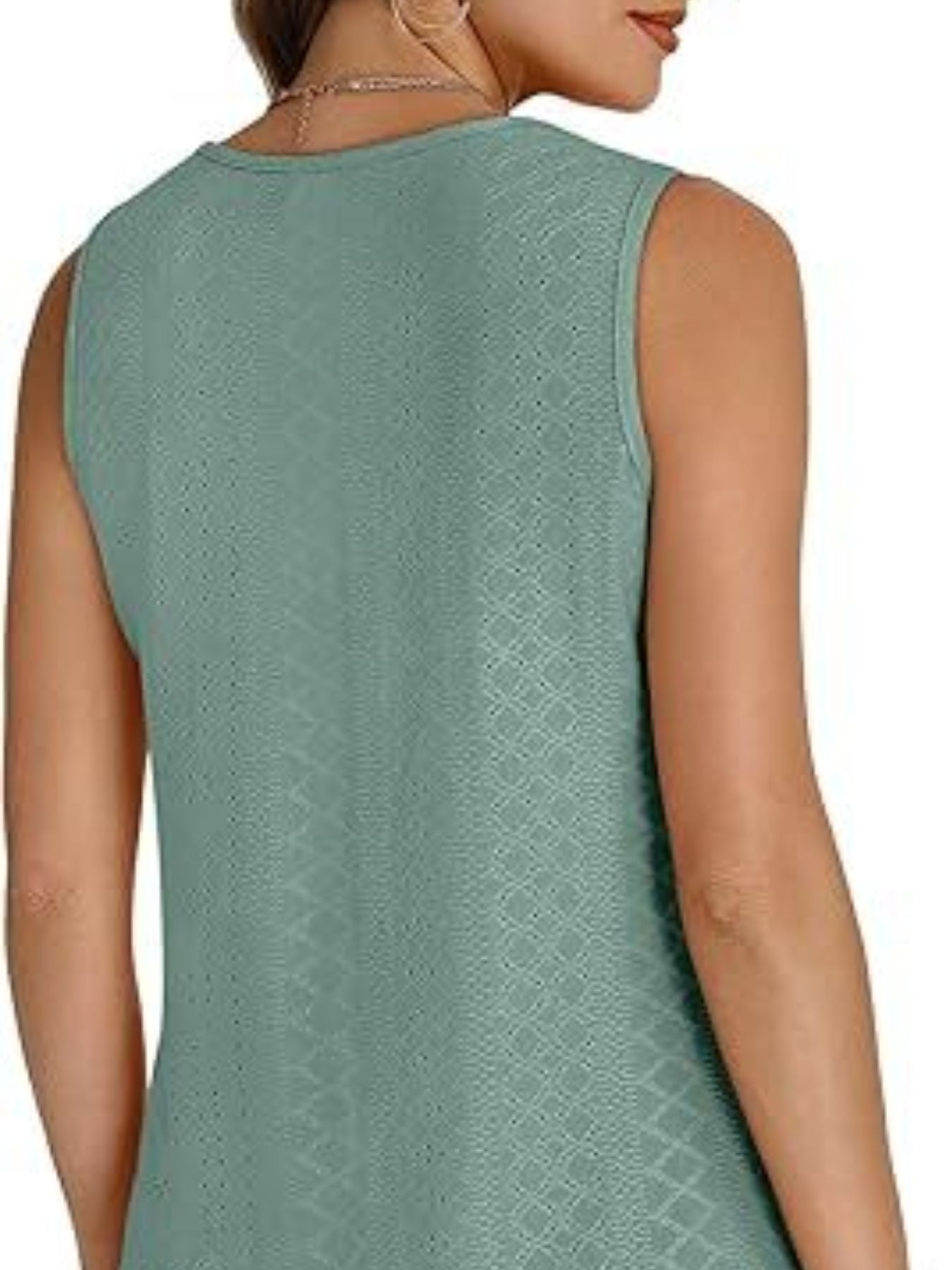 Eyelet V-Neck Tank - cas7m