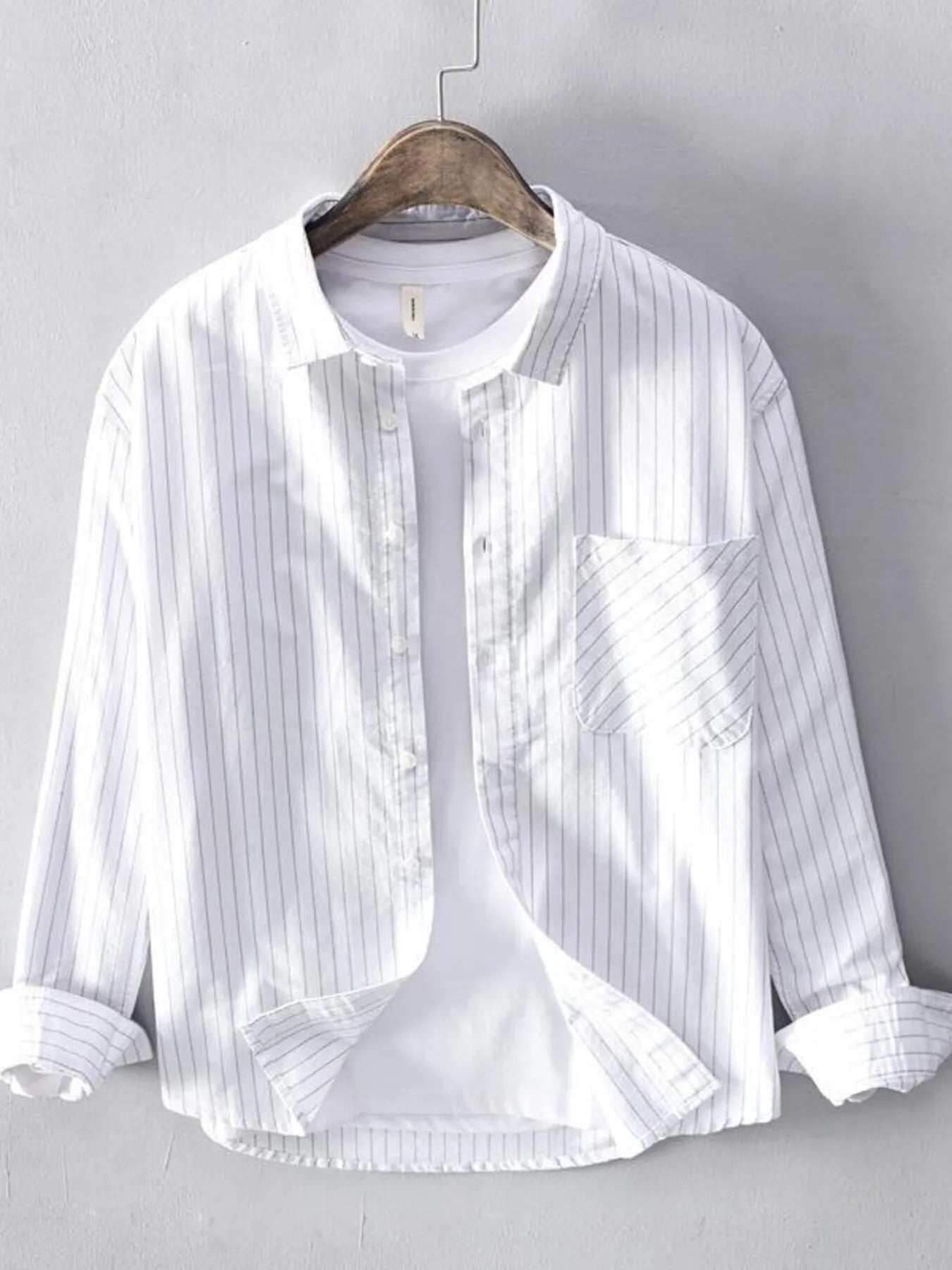 Men's Plus Size Button Up Long Sleeve Shirt - cas7m