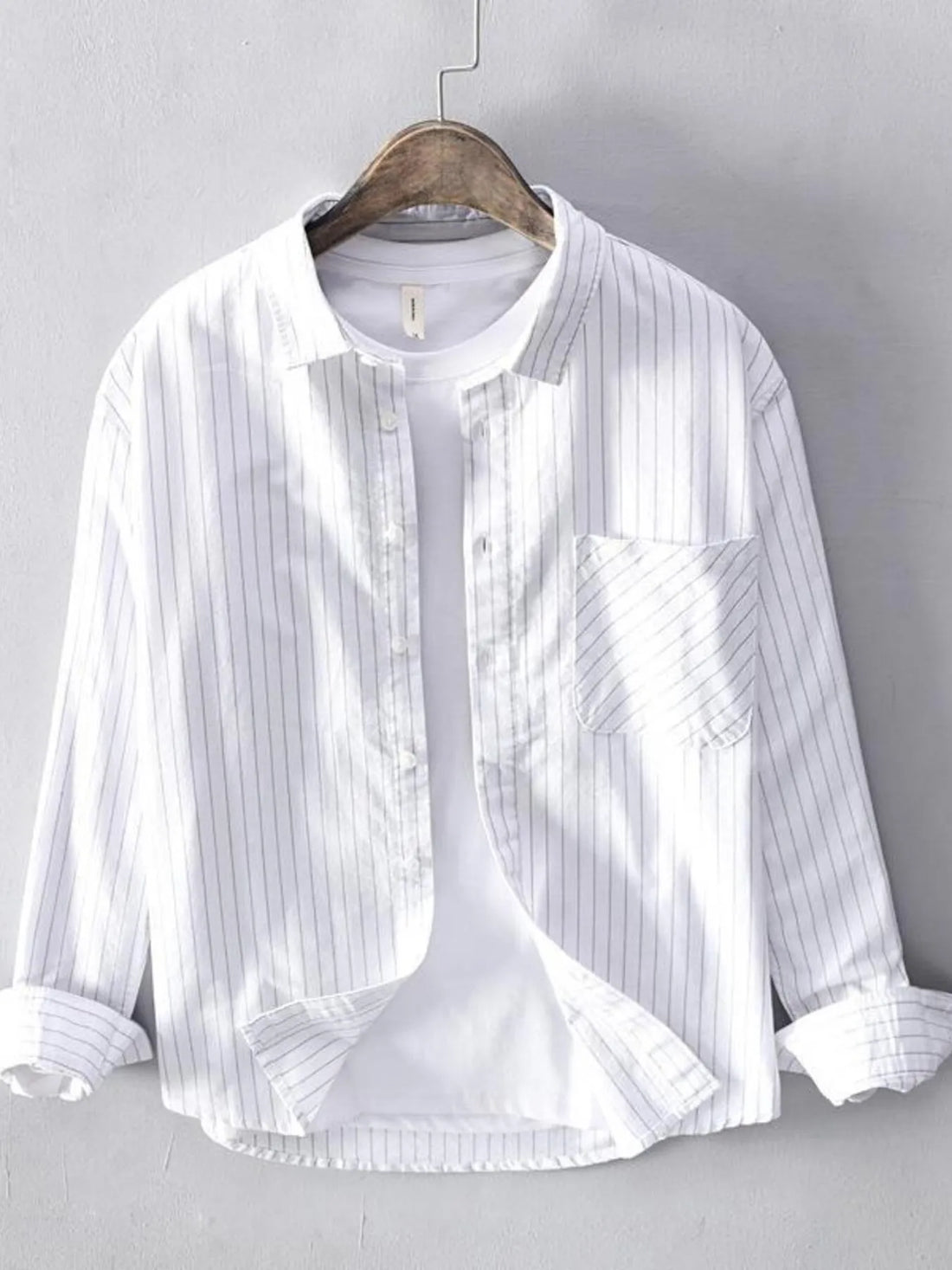 Men's Plus Size Button Up Long Sleeve Shirt - cas7m