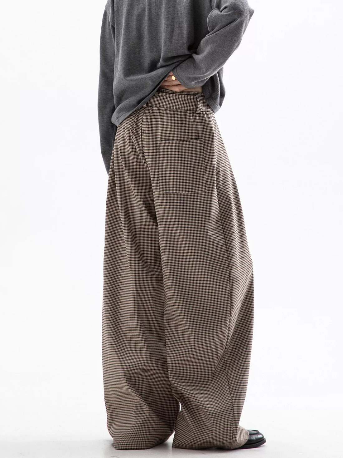 Men's Plaid Wide Leg Pants - cas7m