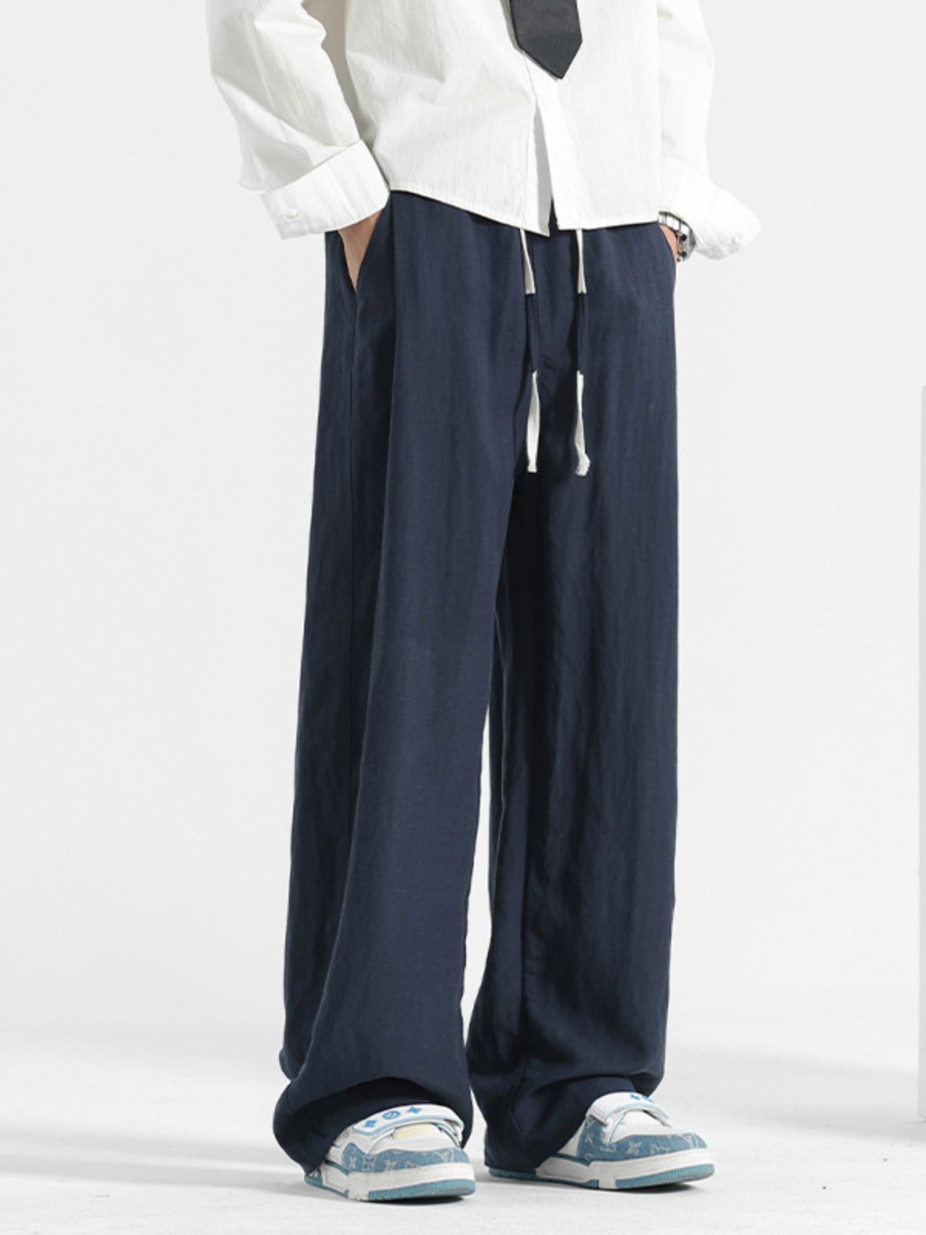Men's Plus Size Loose Fit Drawstring Pants - cas7m