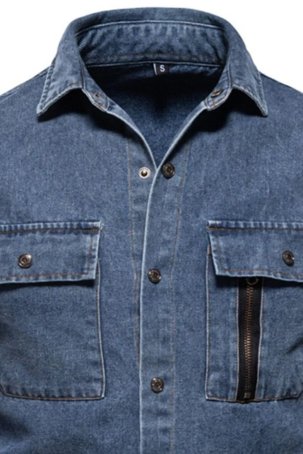 Men's Snap Down Long Sleeve Denim Shirt - cas7m