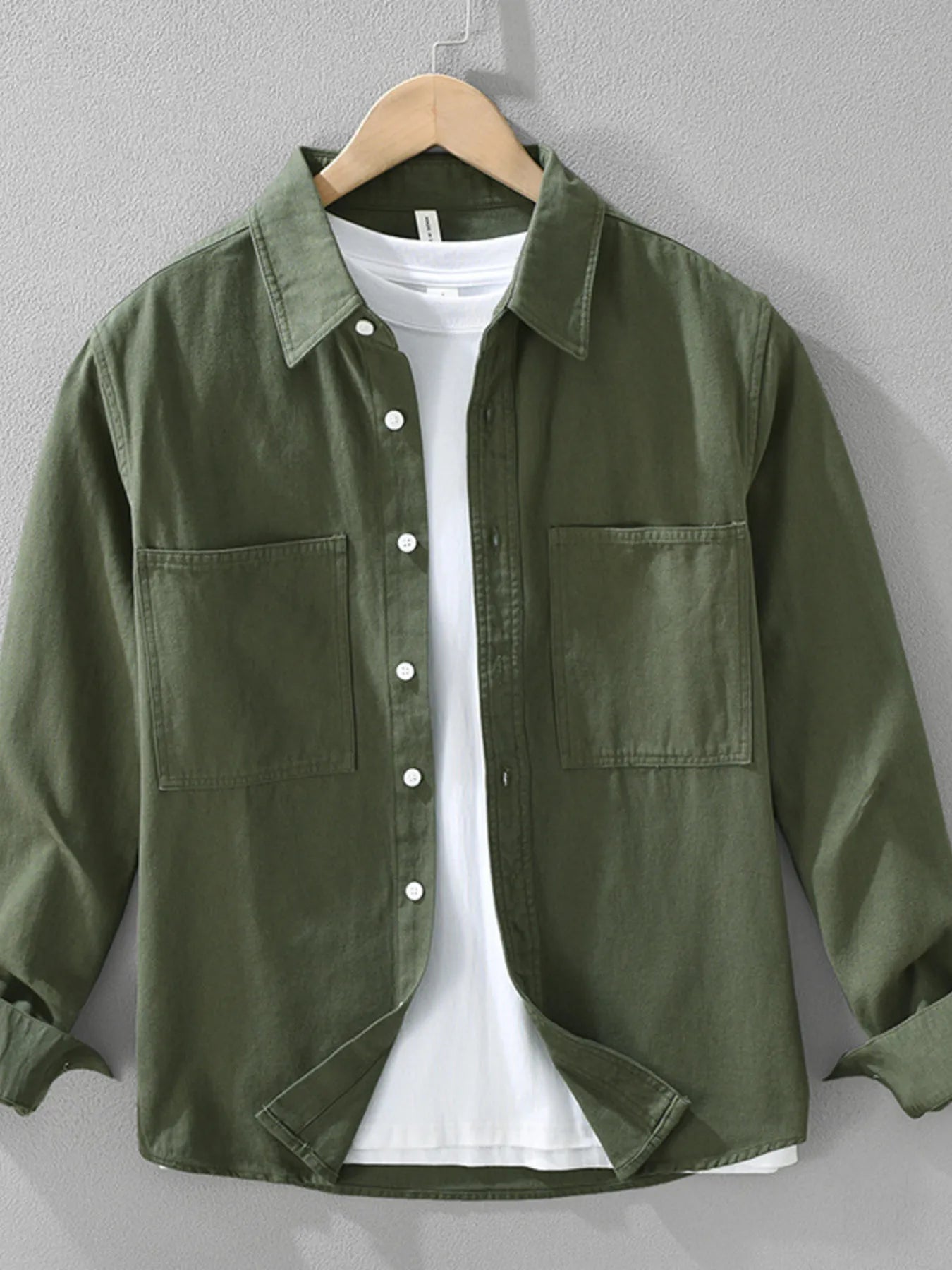 Men's Plus Size Button Detail Long Sleeve Shirt - cas7m