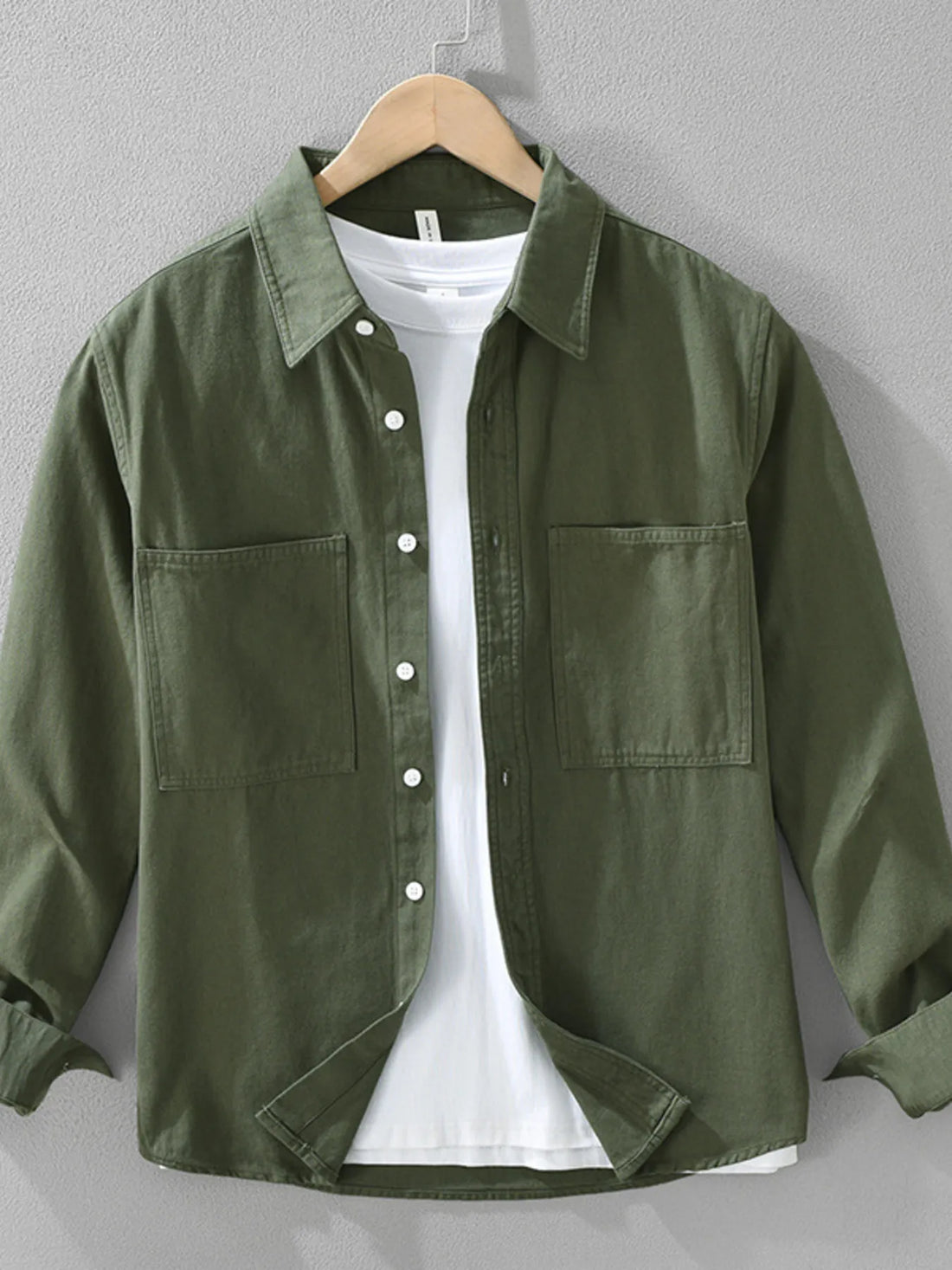 Men's Plus Size Button Detail Long Sleeve Shirt - cas7m