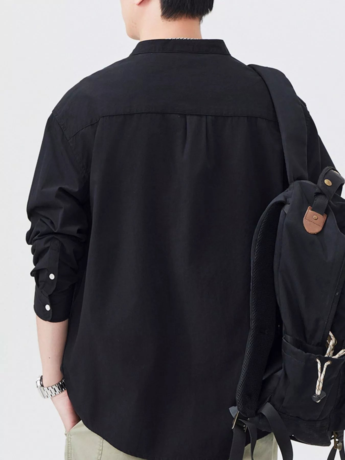 Men's Plus Size Button Up Long Sleeve Shirt - cas7m