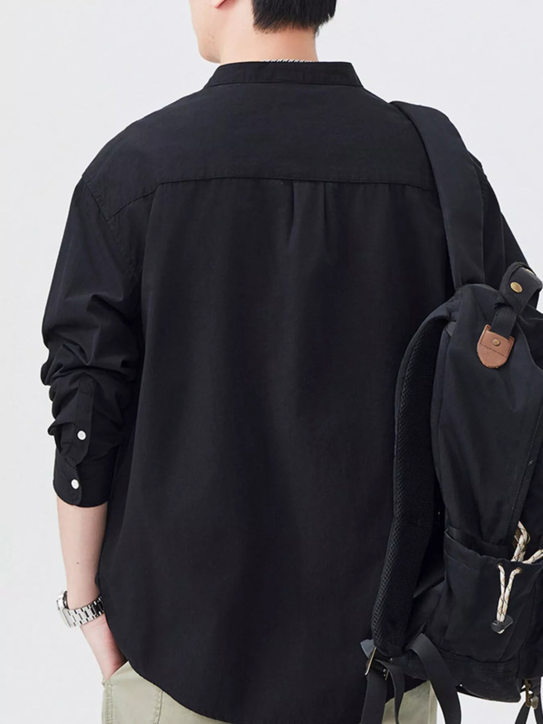 Men's Plus Size Button Up Long Sleeve Shirt - cas7m