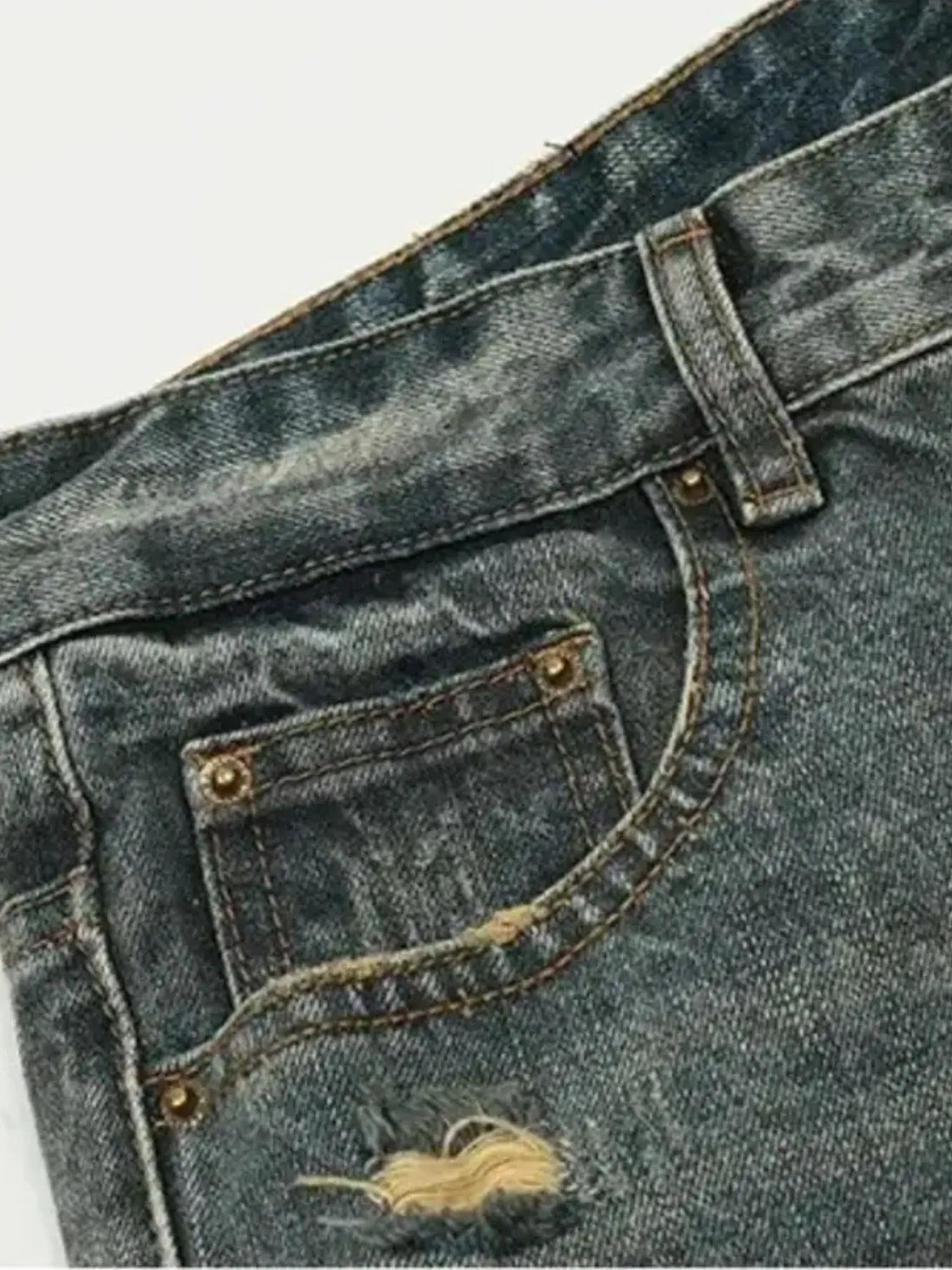 Men's Distressed Washed Straight Jeans - cas7m