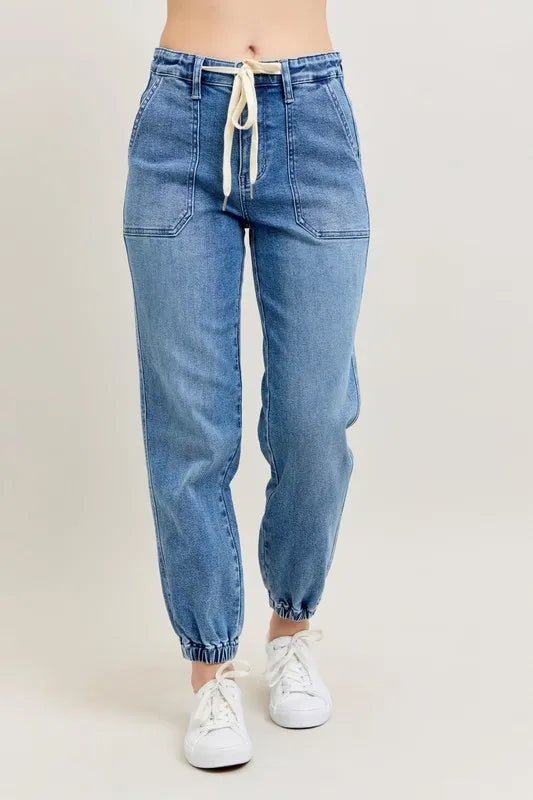 Judy Blue Full Size High Waist Denim Jogger Plus Size - cas7m