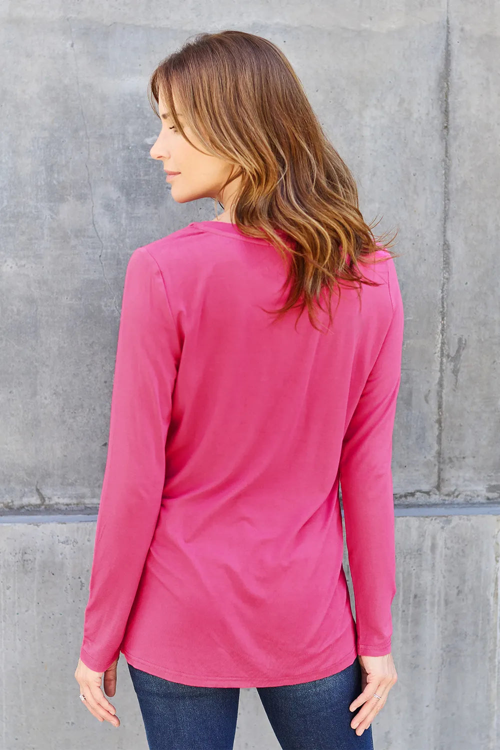 Basic Bae Full Size V-Neck Long Sleeve Top - cas7m