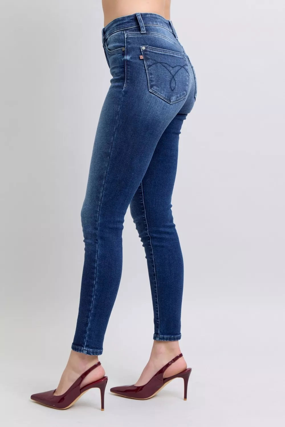 Judy Blue Full Size Washed Thermal Skinny Jeans Plus Size - cas7m