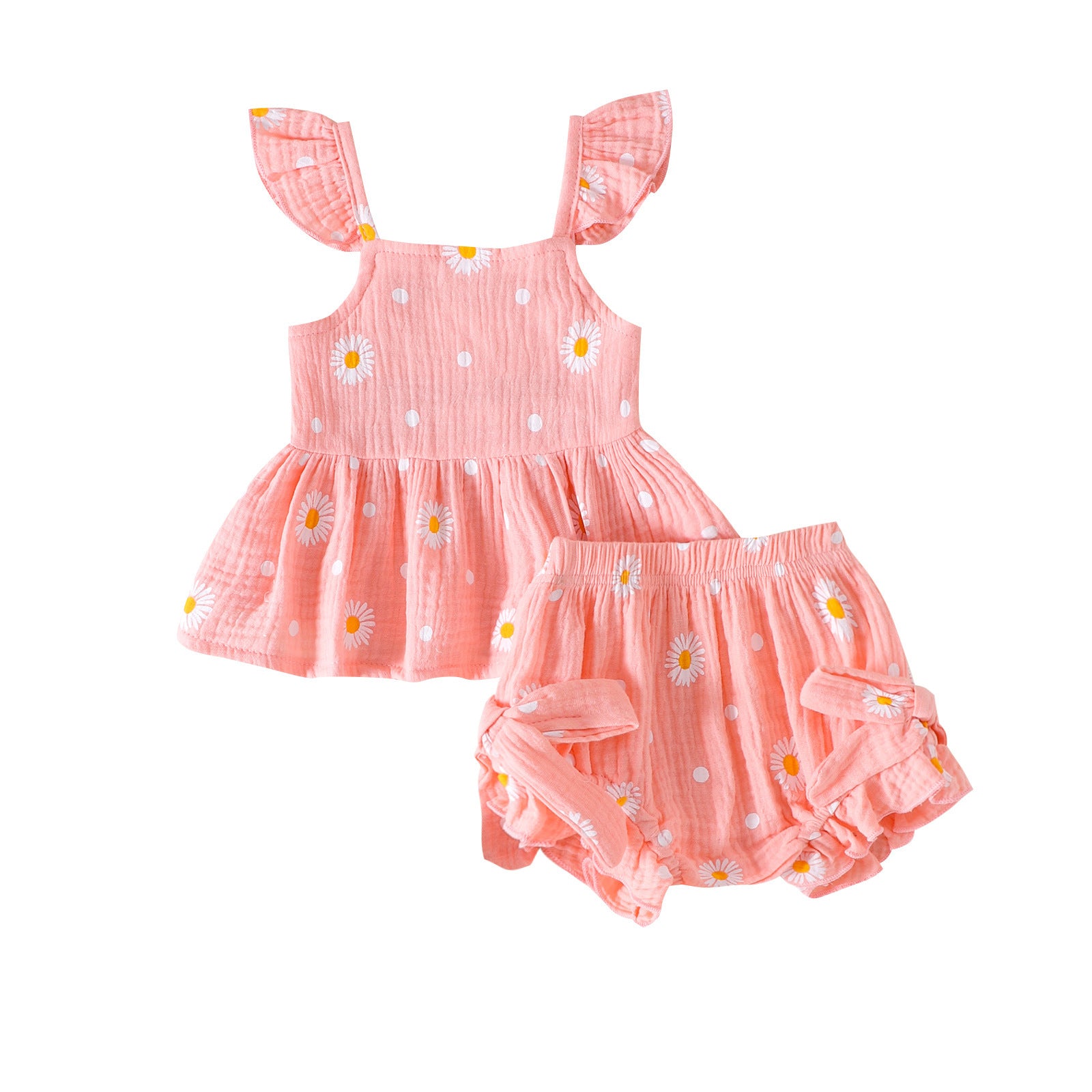 Womens Flared-Sleeve Short-Sleeve Shorts Set - cas7m