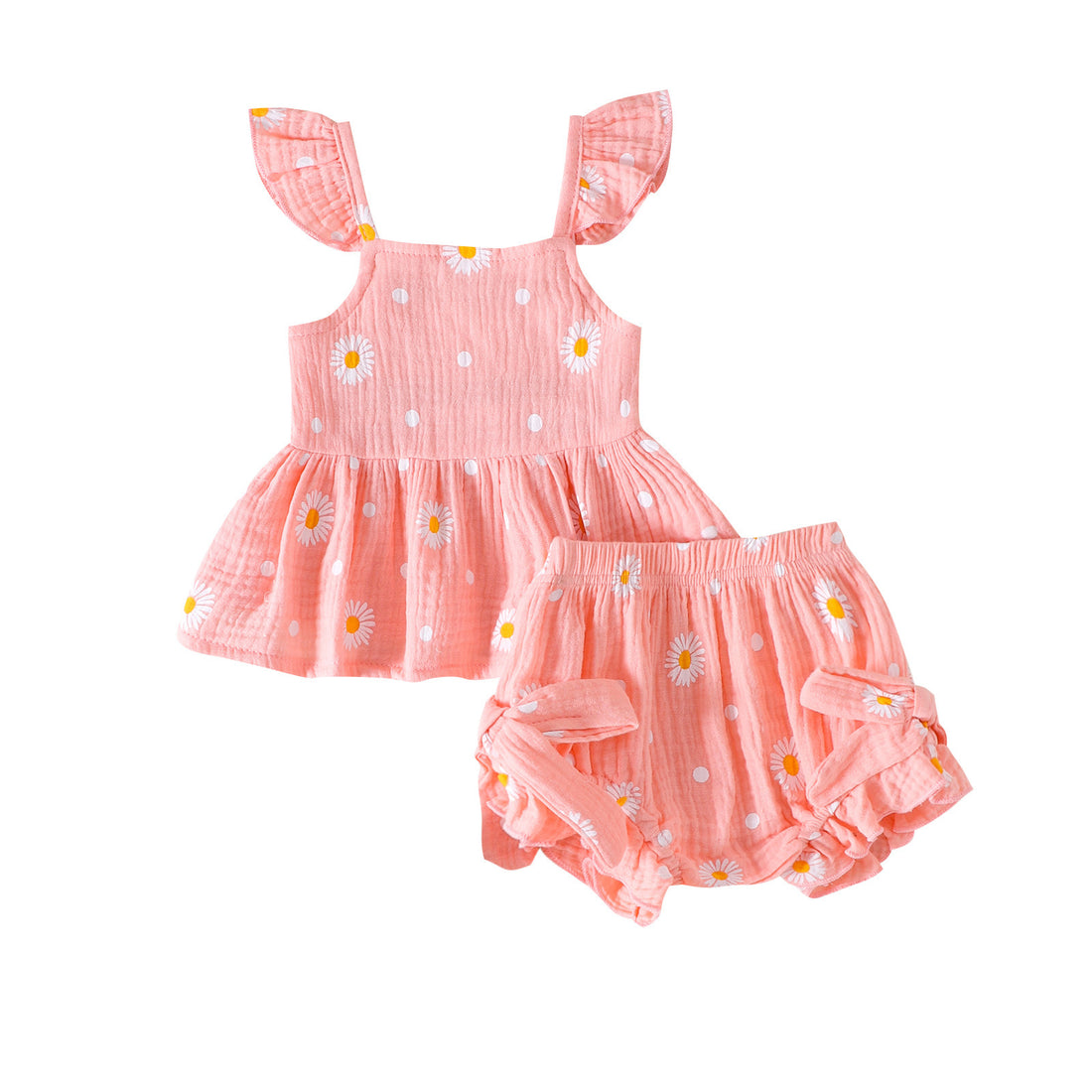 Womens Flared-Sleeve Short-Sleeve Shorts Set - cas7m