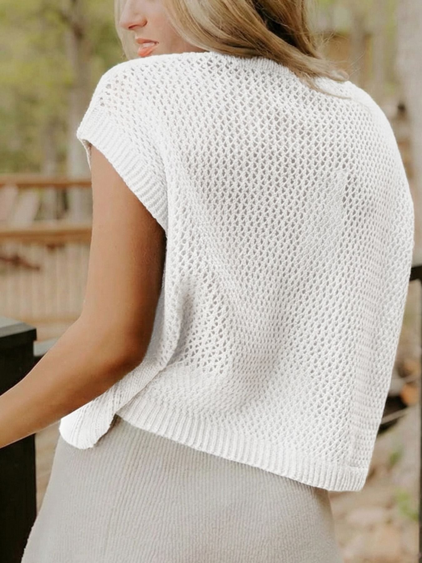 American Flag Knitted Short Sleeve Sweater - cas7m
