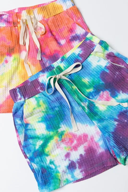 BiBi Tie Dye French Terry Casual Shorts - cas7m
