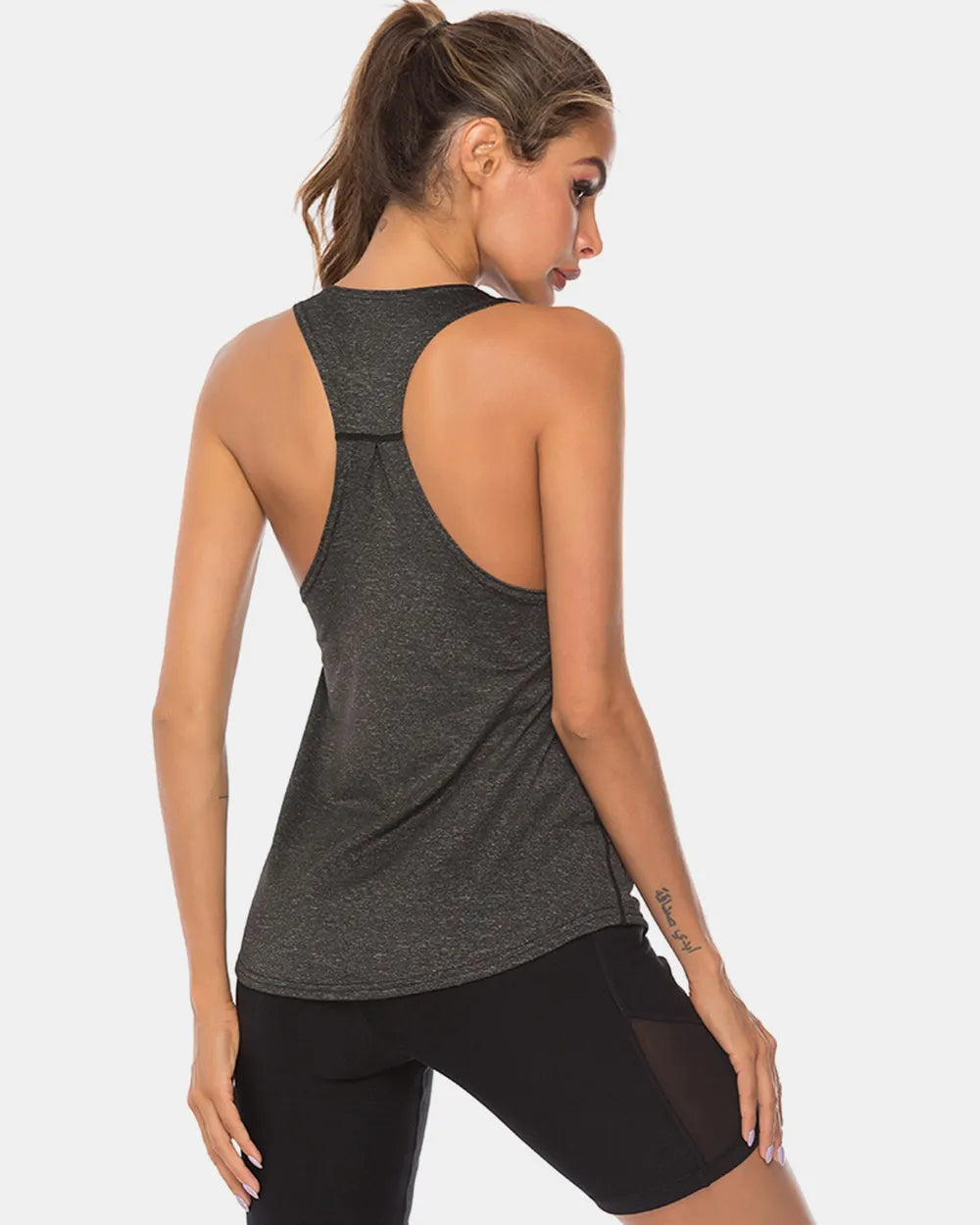 Full Size Scoop Neck Wide Strap Active Tank - cas7m