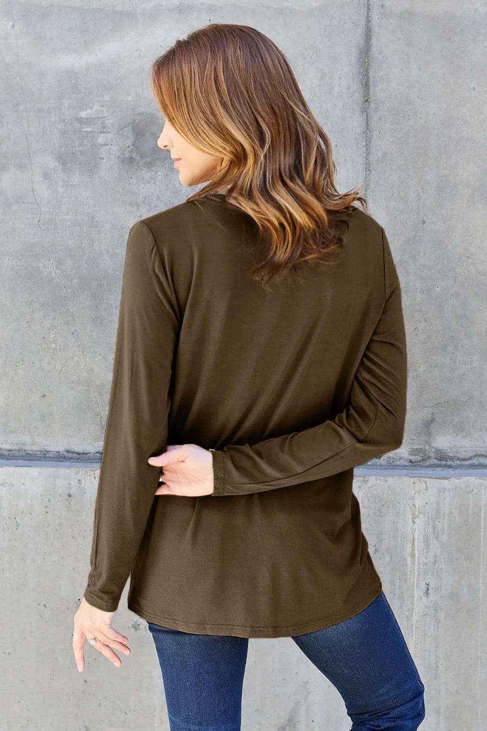 Basic Bae Full Size V-Neck Long Sleeve Top - cas7m