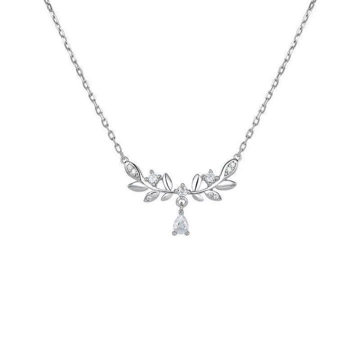 925 Sterling Silver Zircon Flower Necklace - cas7m