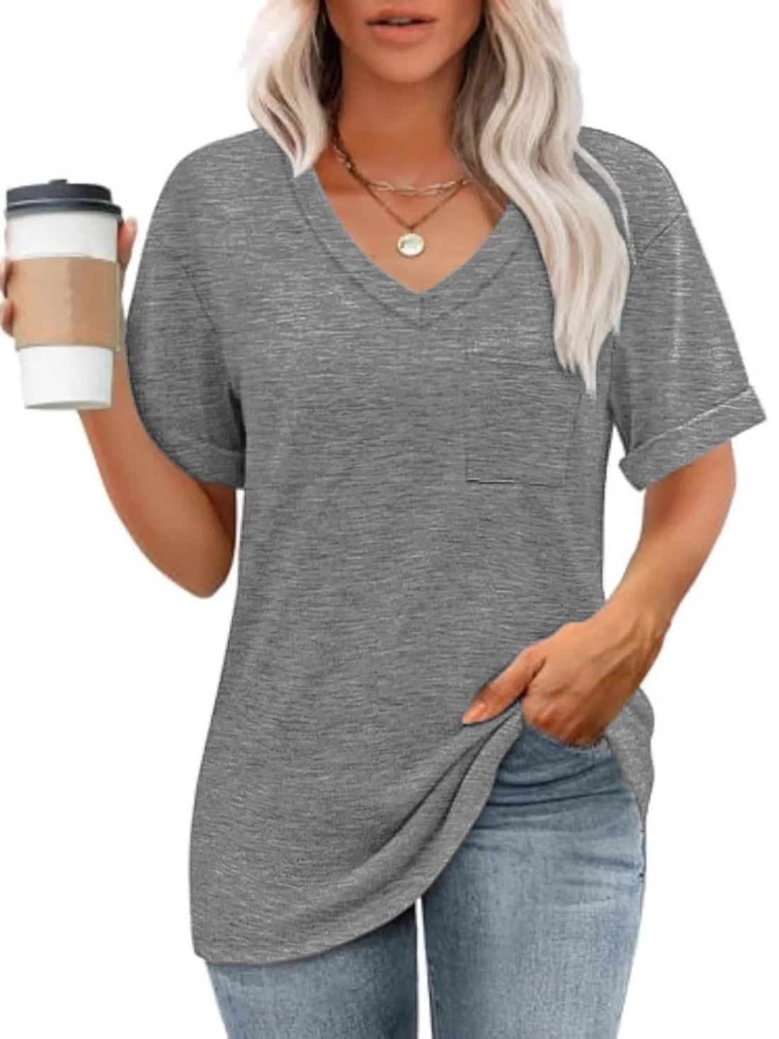 V-Neck Pocket T-Shirt - cas7m
