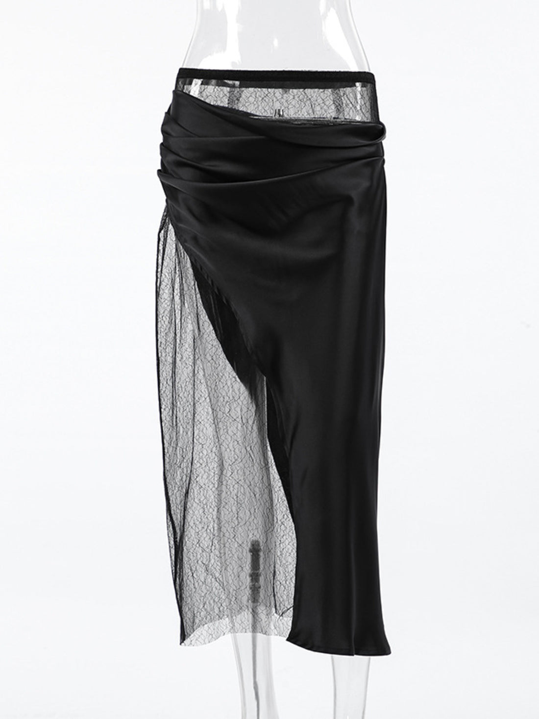 Lace Panel Midi Skirt - cas7m