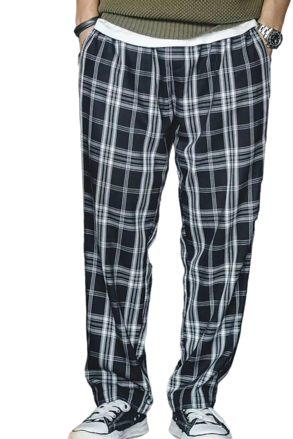Men's Plus Size Casual Plaid Pants - cas7m