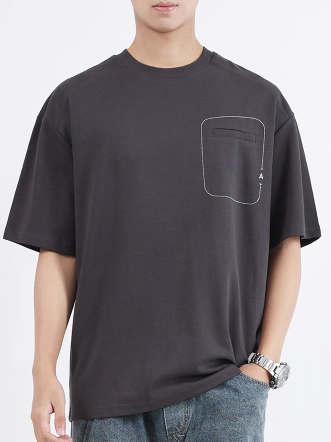 Men's Plus Size Round Neck Half Sleeve T-Shirt - cas7m