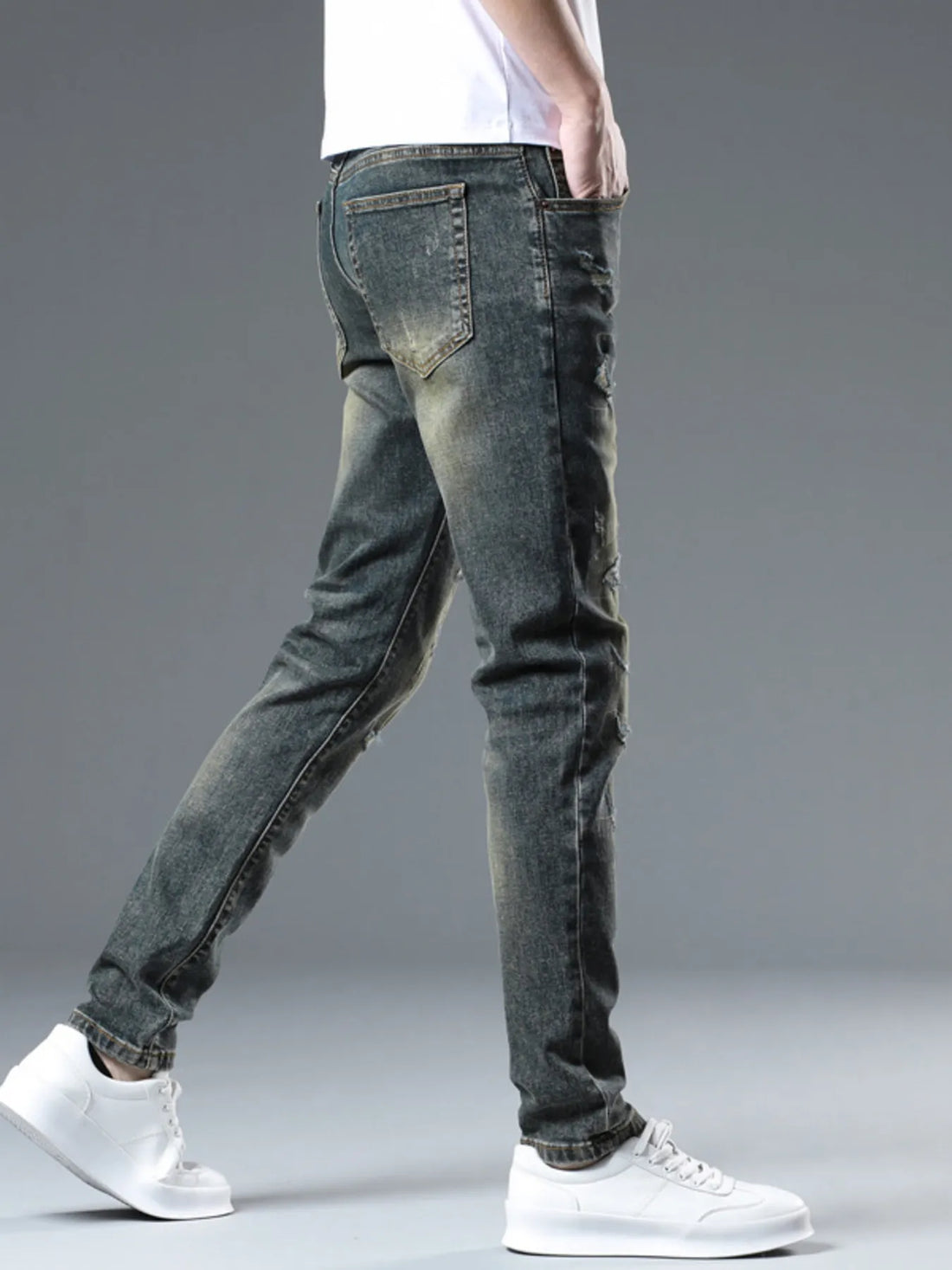Men's Distressed Slim Fit Jeans - cas7m
