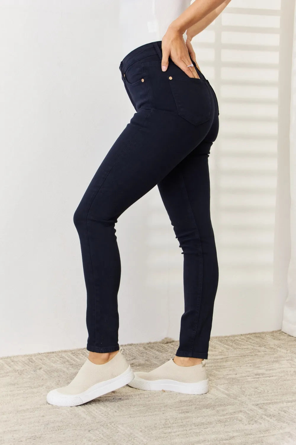Judy Blue Full Size Garment Dyed Tummy Control Skinny Jeans - cas7m
