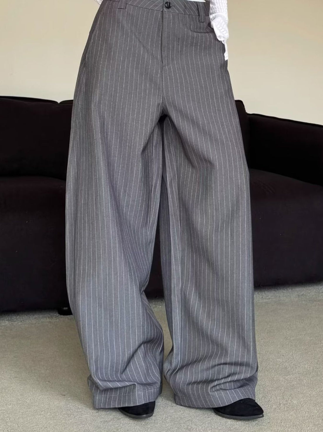 Men's Full Size Wide Leg Striped Pants Plus Size - cas7m