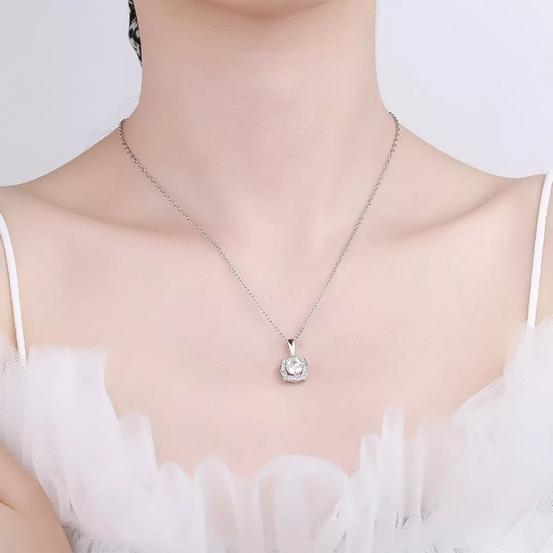 1 Carat Moissanite 925 Sterling Silver Necklace - cas7m