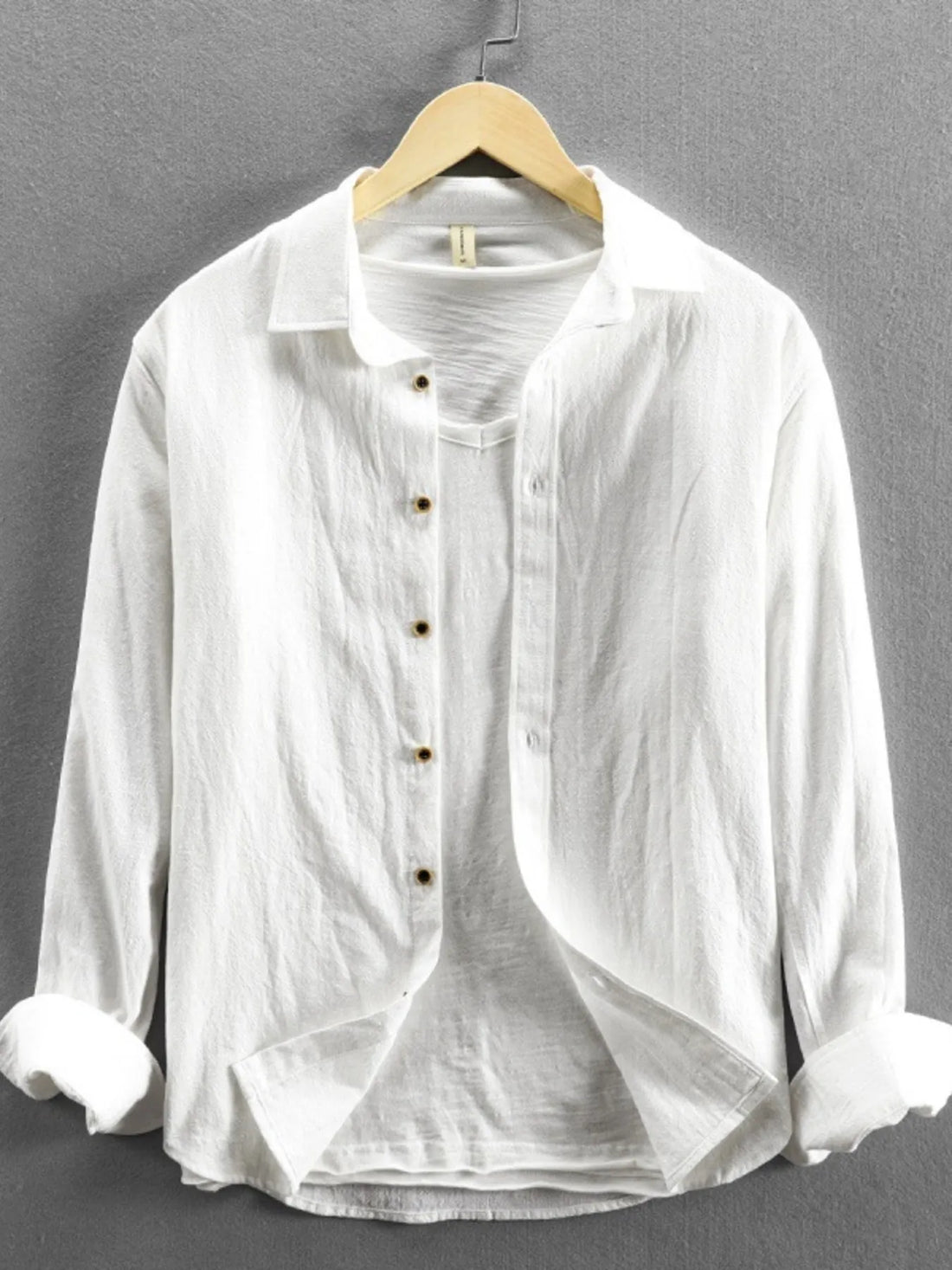 Men's Plus Size Button-Up Long Sleeve Shirt - cas7m