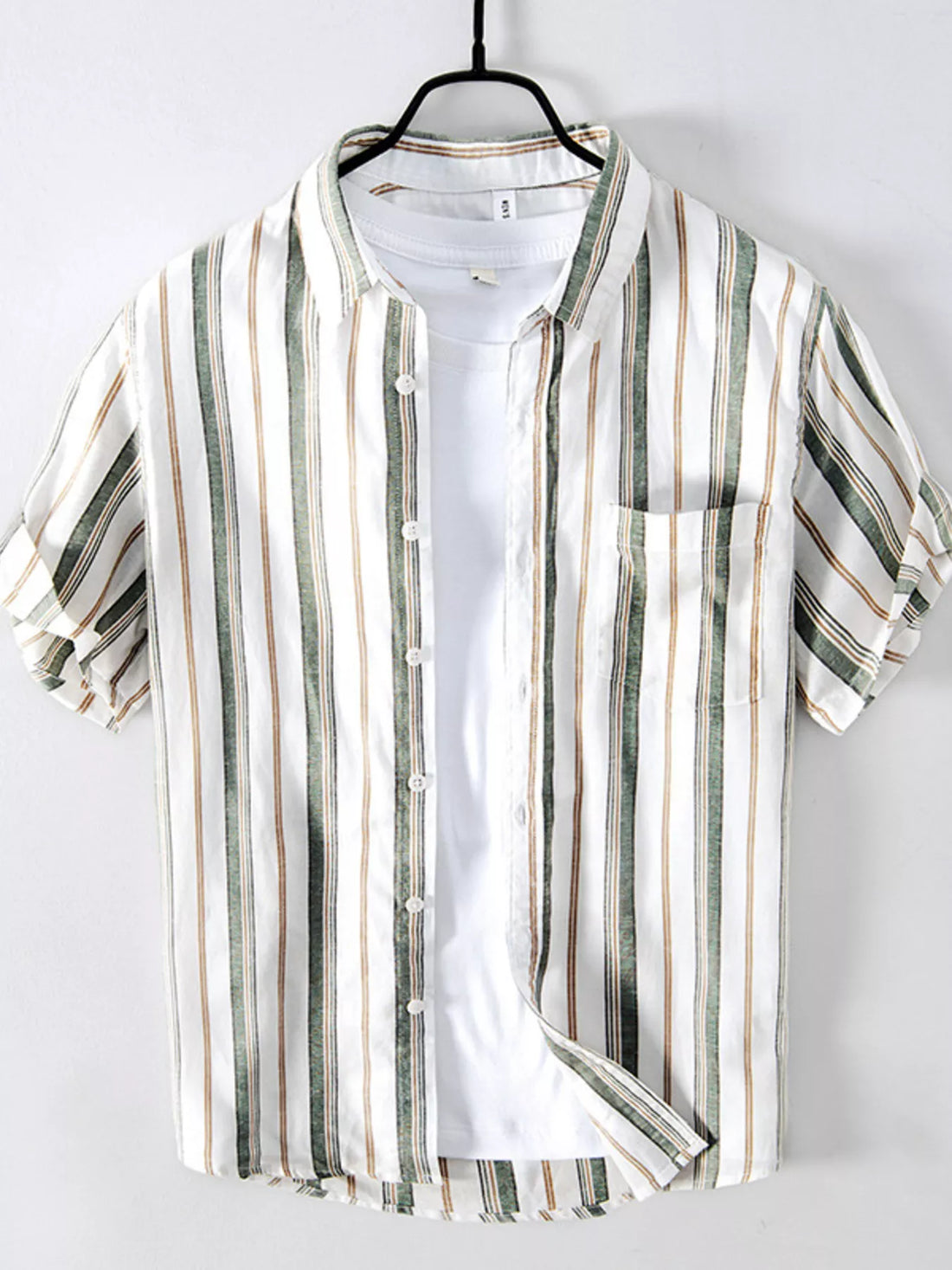 Men's Plus Size Striped Short Sleeve Shirt - cas7m